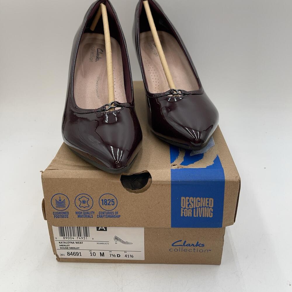 Clarks Katalayna West Shoes Womens Merlot Pointed Toe Kitten Pumps Size 10M